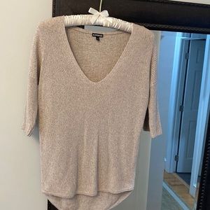 Express 100 percent cotton beige knit top. Great with leggings.
